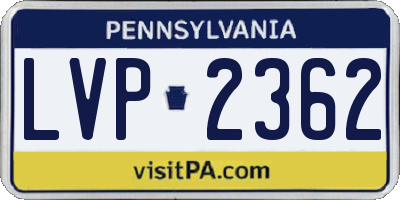 PA license plate LVP2362