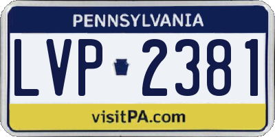 PA license plate LVP2381