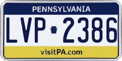 PA license plate LVP2386