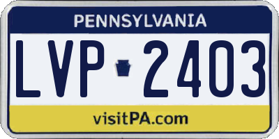 PA license plate LVP2403