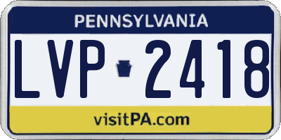 PA license plate LVP2418