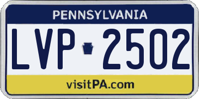 PA license plate LVP2502