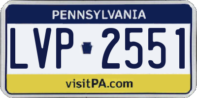 PA license plate LVP2551