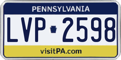 PA license plate LVP2598
