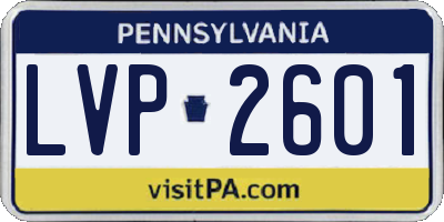 PA license plate LVP2601