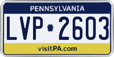 PA license plate LVP2603