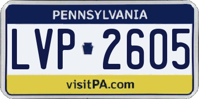 PA license plate LVP2605
