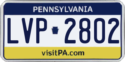 PA license plate LVP2802