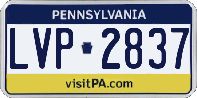 PA license plate LVP2837