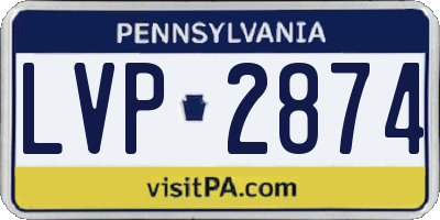 PA license plate LVP2874