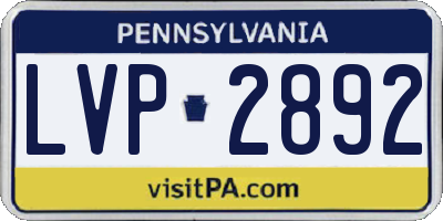 PA license plate LVP2892