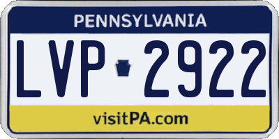 PA license plate LVP2922