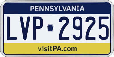 PA license plate LVP2925