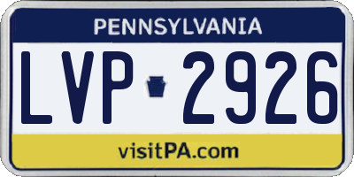 PA license plate LVP2926