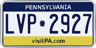 PA license plate LVP2927
