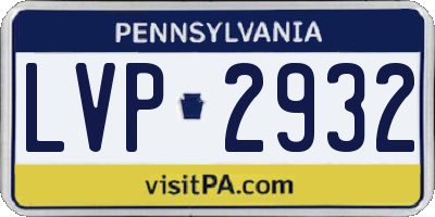 PA license plate LVP2932