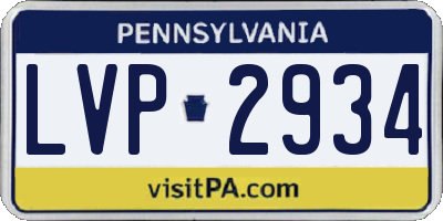 PA license plate LVP2934