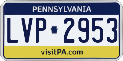 PA license plate LVP2953