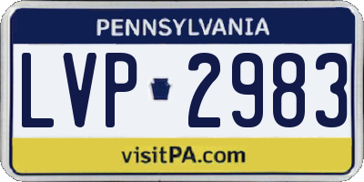 PA license plate LVP2983