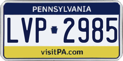 PA license plate LVP2985