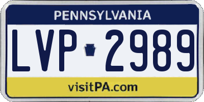 PA license plate LVP2989