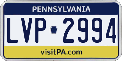 PA license plate LVP2994