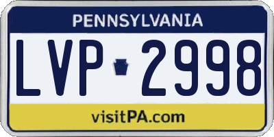 PA license plate LVP2998