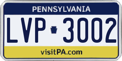 PA license plate LVP3002