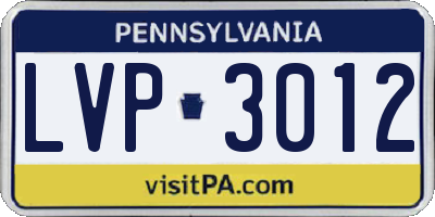 PA license plate LVP3012