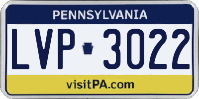 PA license plate LVP3022