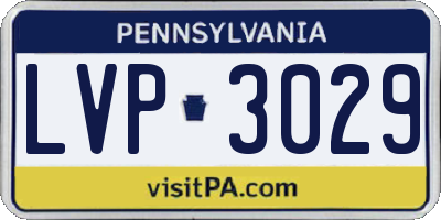 PA license plate LVP3029