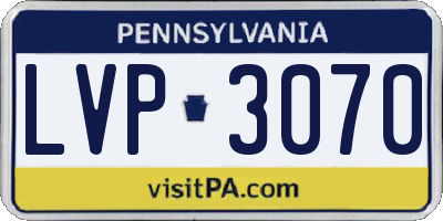 PA license plate LVP3070