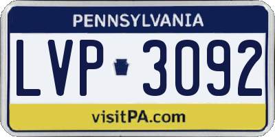 PA license plate LVP3092