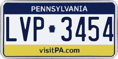 PA license plate LVP3454
