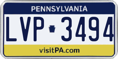PA license plate LVP3494