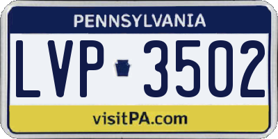 PA license plate LVP3502