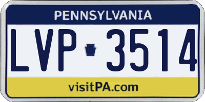 PA license plate LVP3514