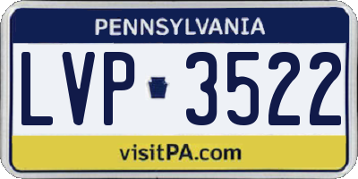 PA license plate LVP3522