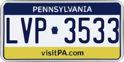 PA license plate LVP3533