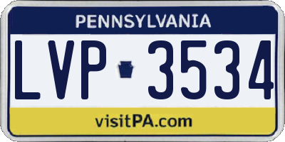 PA license plate LVP3534