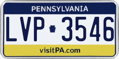PA license plate LVP3546