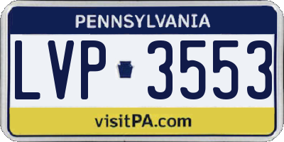 PA license plate LVP3553