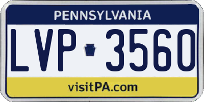 PA license plate LVP3560