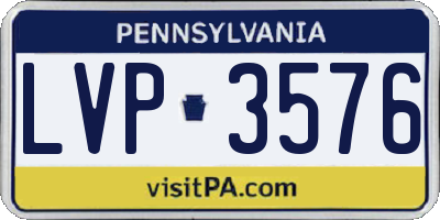 PA license plate LVP3576