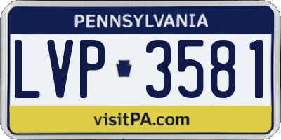 PA license plate LVP3581