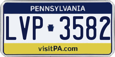 PA license plate LVP3582