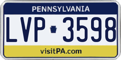 PA license plate LVP3598