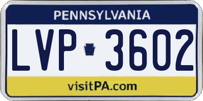 PA license plate LVP3602