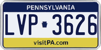 PA license plate LVP3626