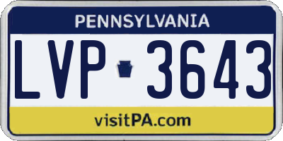 PA license plate LVP3643